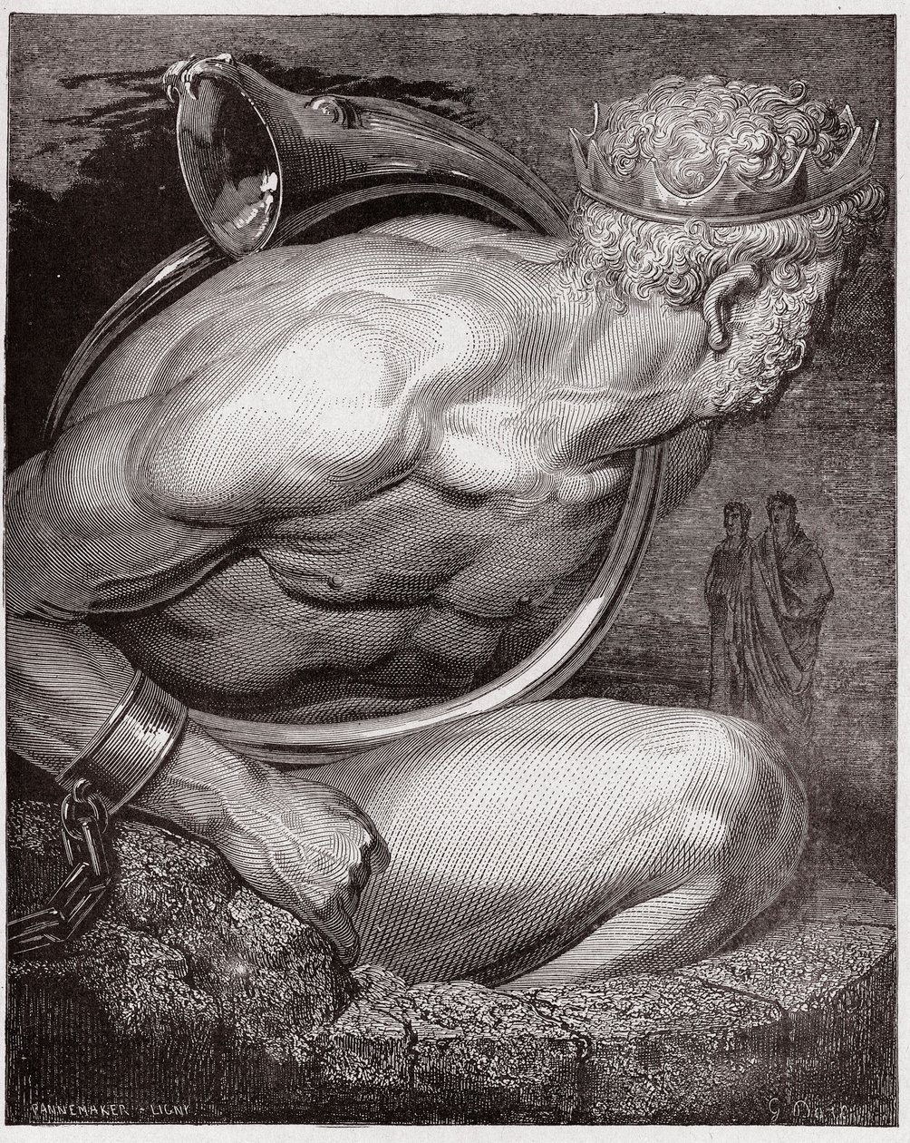 The Divine Comedy (La Divina Commedia, La Divine Comedie), Inferno, Canto 31: Nimrod of the giants - af Dante Alighieri (1265-1321) - Illustration af Gustave Dore (1832-1883) af Gustave Dore