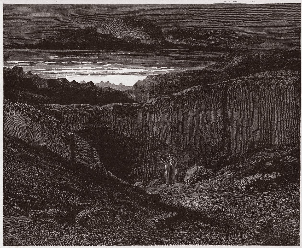 Den guddommelige komedie (La Divina Commedia, La Divine Comedie), Inferno, Canto 3: Virgil og Dante ved helvedes porte - af Dante Alighieri (1265-1321) - Illustration af Gustave Dore (1832-1883) af Gustave Dore