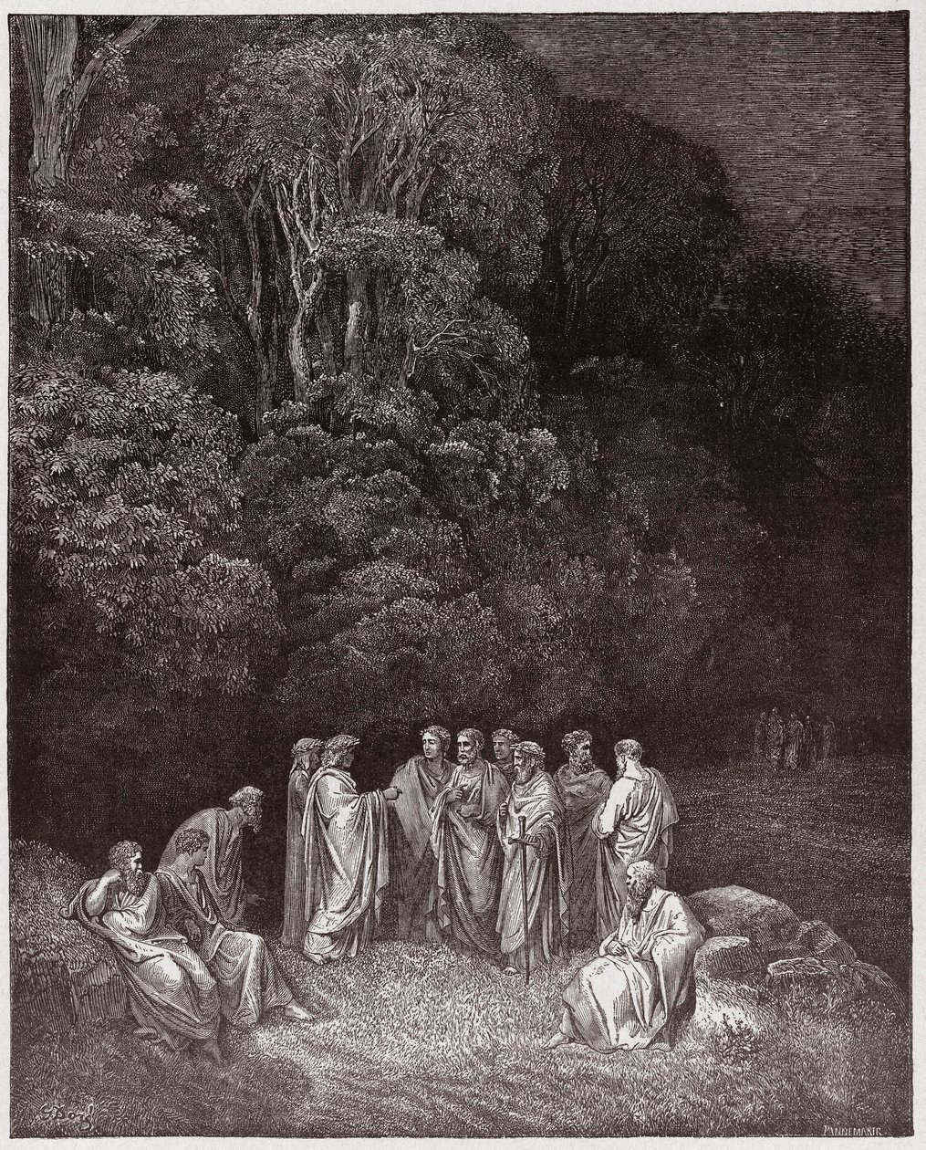 Den guddommelige komedie (La Divina Commedia, La Divine Comedie), Inferno, Canto 4: Homer, digterne og heltene i Limbo - af Dante Alighieri (1265-1321) - Illustration af Gustave Dore (1832-1883) af Gustave Dore