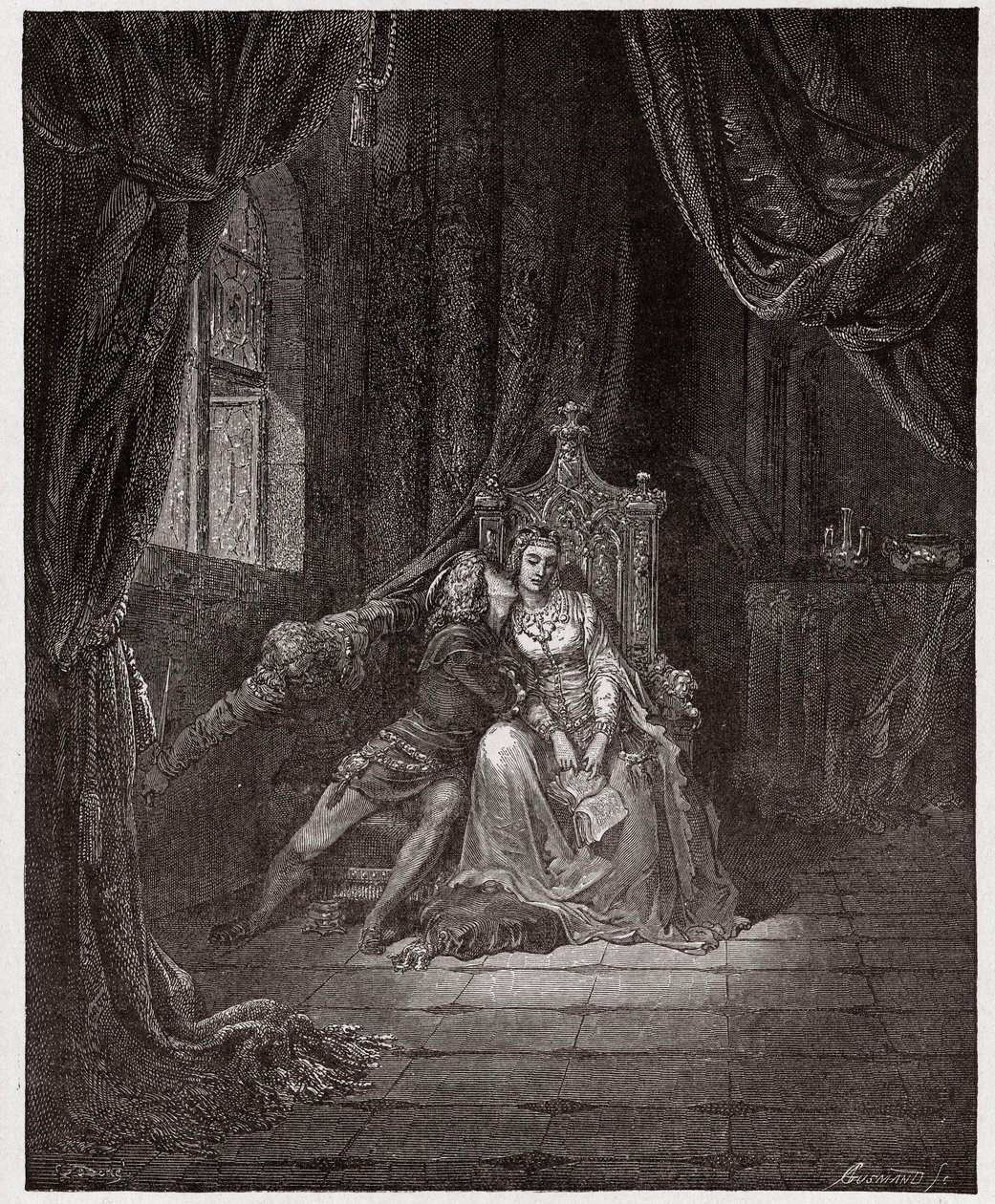 Den guddommelige komedie (La Divina Commedia, La Divine Comedie), Inferno, Canto 5: Paolo og Francesca - af Dante Alighieri (1265-1321) - Illustration af Gustave Dore (1832-1883) af Gustave Dore