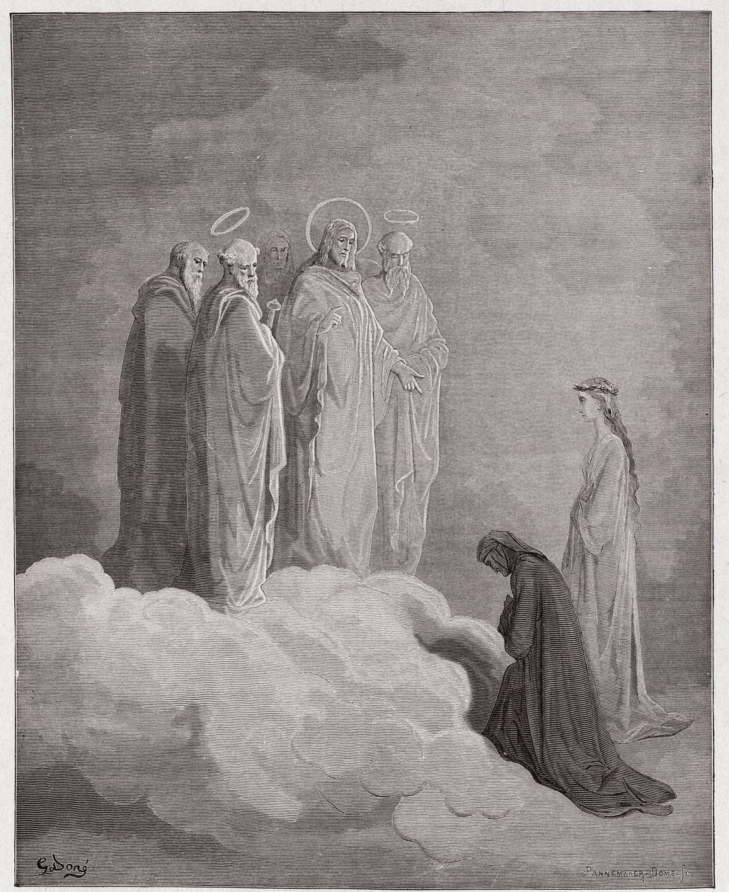 Den guddommelige komedie (La Divina Commedia, La Divine Comedie), Paradiso, Canto 26: St. John undersøger Dante angående kærlighed - af Dante Alighieri (1265-1321) - Illustration af Gustave Dore (1832-1883) af Gustave Dore