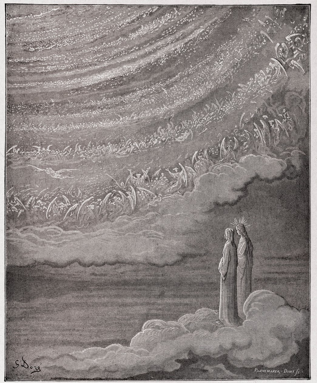 Den guddommelige komedie (La Divina Commedia, La Divine Comedie), Paradiso, Canto 28: Himlens glitrende vært - af Dante Alighieri (1265-1321) - Illustration af Gustave Dore (1832-1883) af Gustave Dore