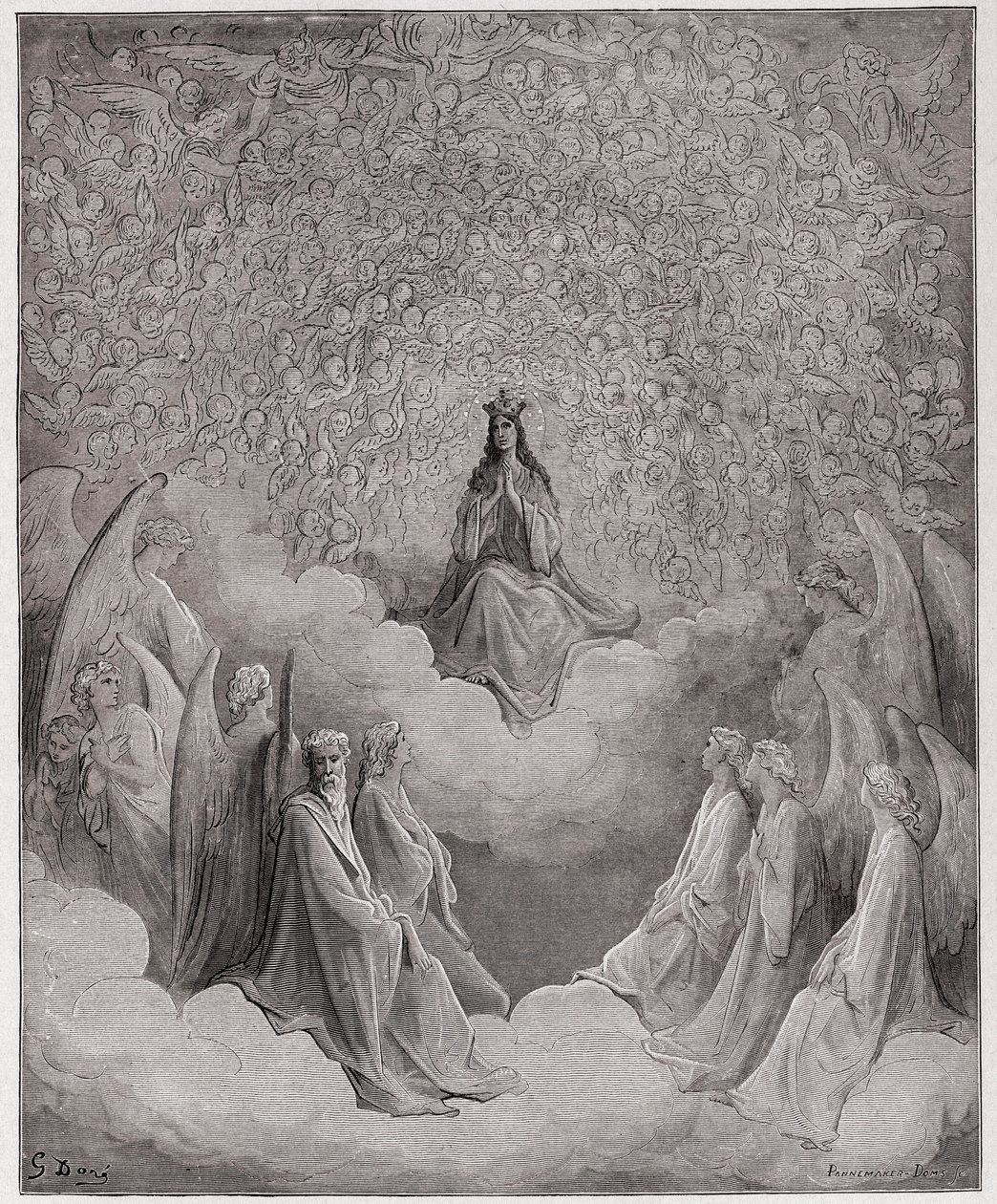 The Divine Comedy (La Divina Commedia, La Divine Comedie), Paradiso, Canto 31: The queen of heaven - af Dante Alighieri (1265-1321) - Illustration af Gustave Dore (1832-1883) af Gustave Dore