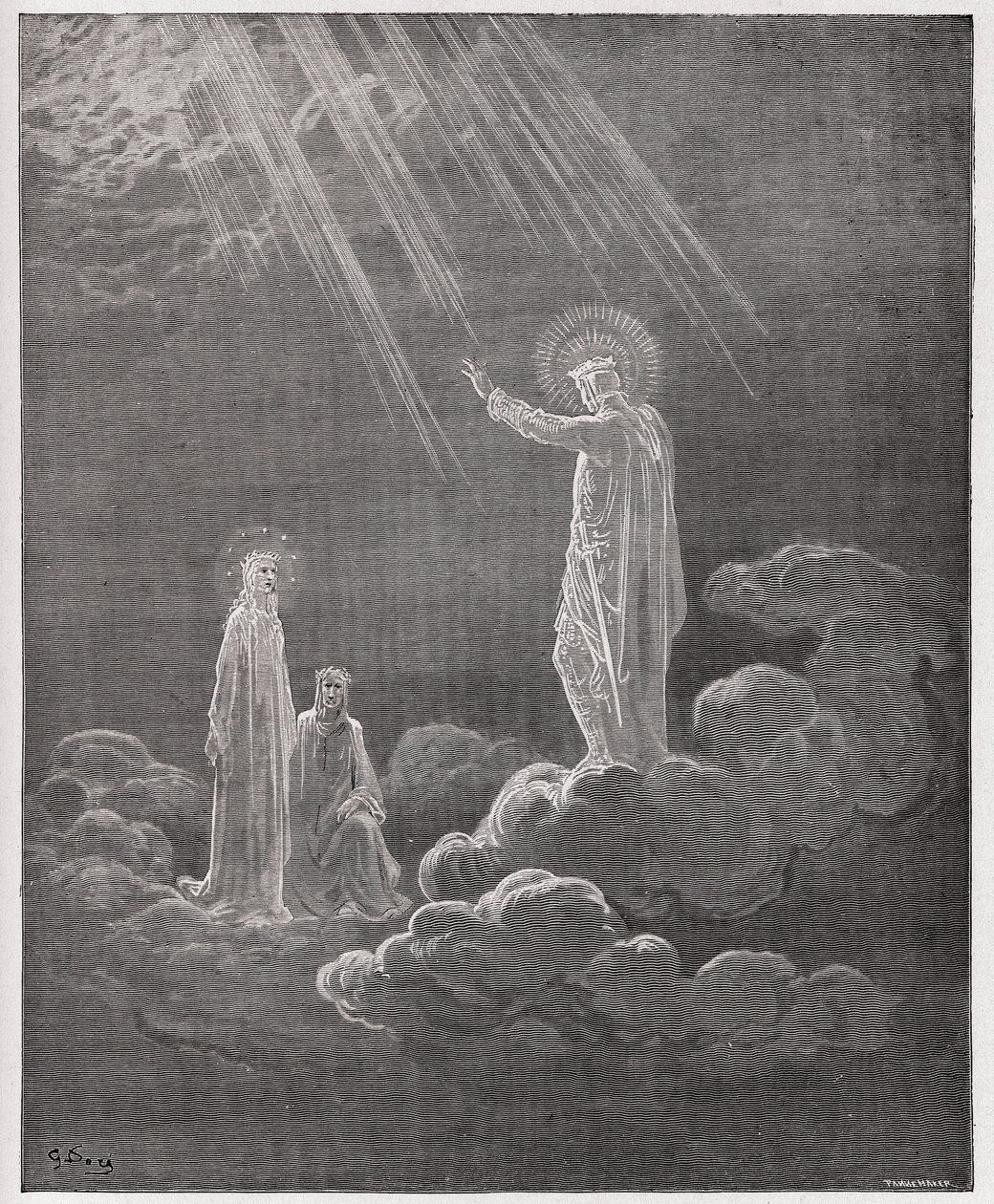 Den guddommelige komedie (La Divina Commedia, La Divine Comedie), Paradiso, Canto 8: Charles Martel taler til Dante og Beatrice - af Dante Alighieri (1265-1321) - Illustration af Gustave Dore (1832-1883) af Gustave Dore