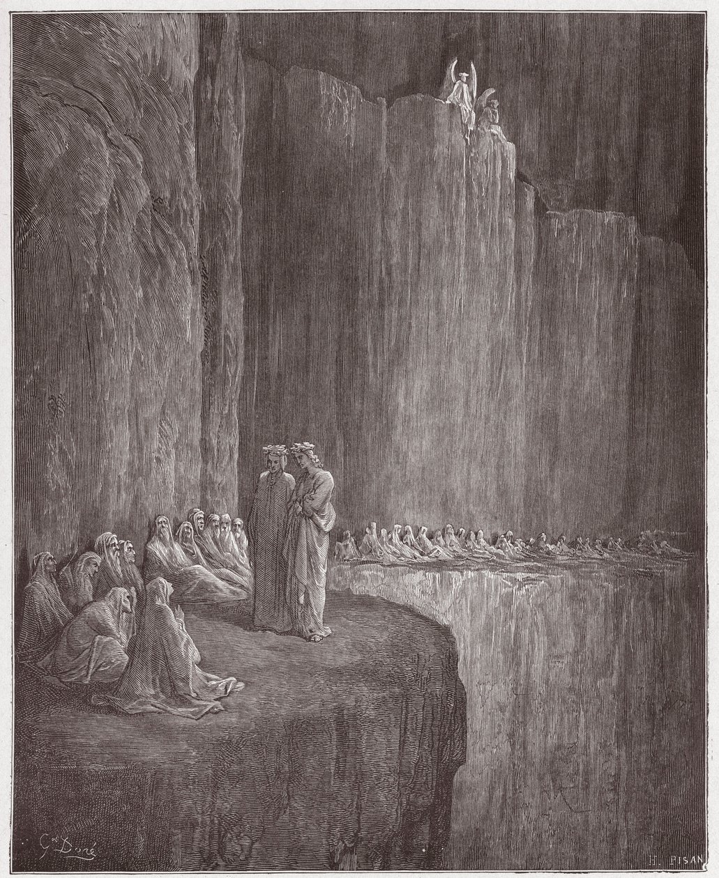 Den guddommelige komedie (La Divina Commedia, La Divine Comedie), Purgatorio, Canto 13: Sapia renser sit skyldige liv - af Dante Alighieri (1265-1321) - Illustration af Gustave Dore (1832-1883) af Gustave Dore