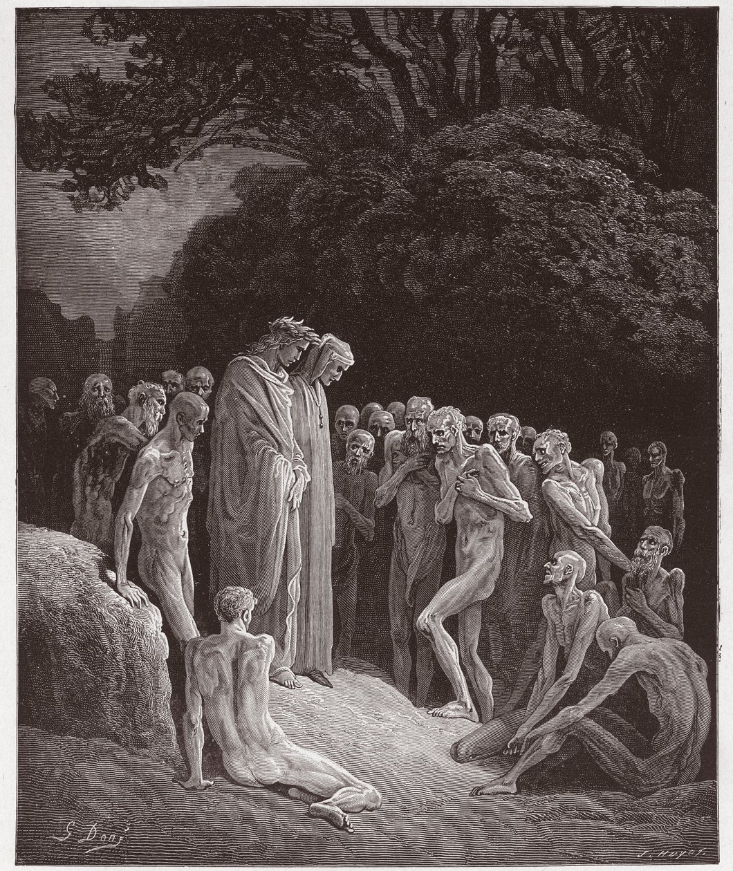 The Divine Comedy (La Divina Commedia, La Divine Comedie), Purgatorio, Canto 23: The souls of the glutonous - af Dante Alighieri (1265-1321) - Illustration af Gustave Dore (1832-1883) af Gustave Dore
