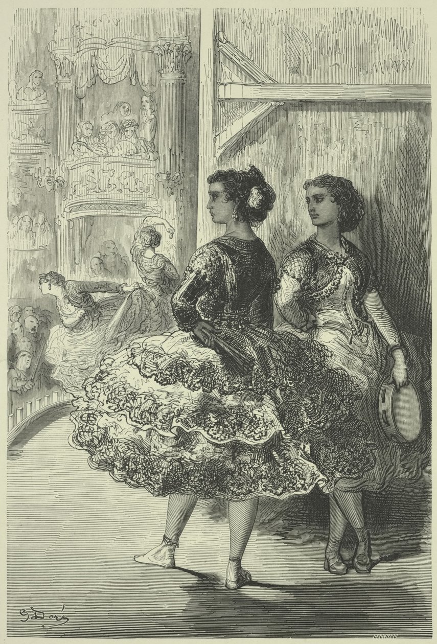 Fandango på Teatret San Fernando, Sevilla af Gustave Dore
