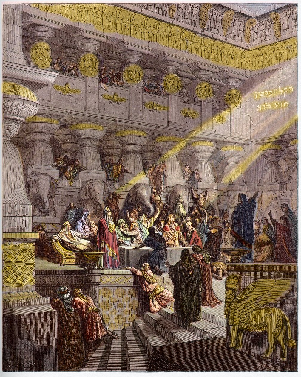 Balthazars fest - Belshazars fest - Belshazzars fest - indgravering i "" The Bible illustree"" af Gustave Dore (1832-1883) - Gravering fra "" The Dore Bible"" af Gustave Dore