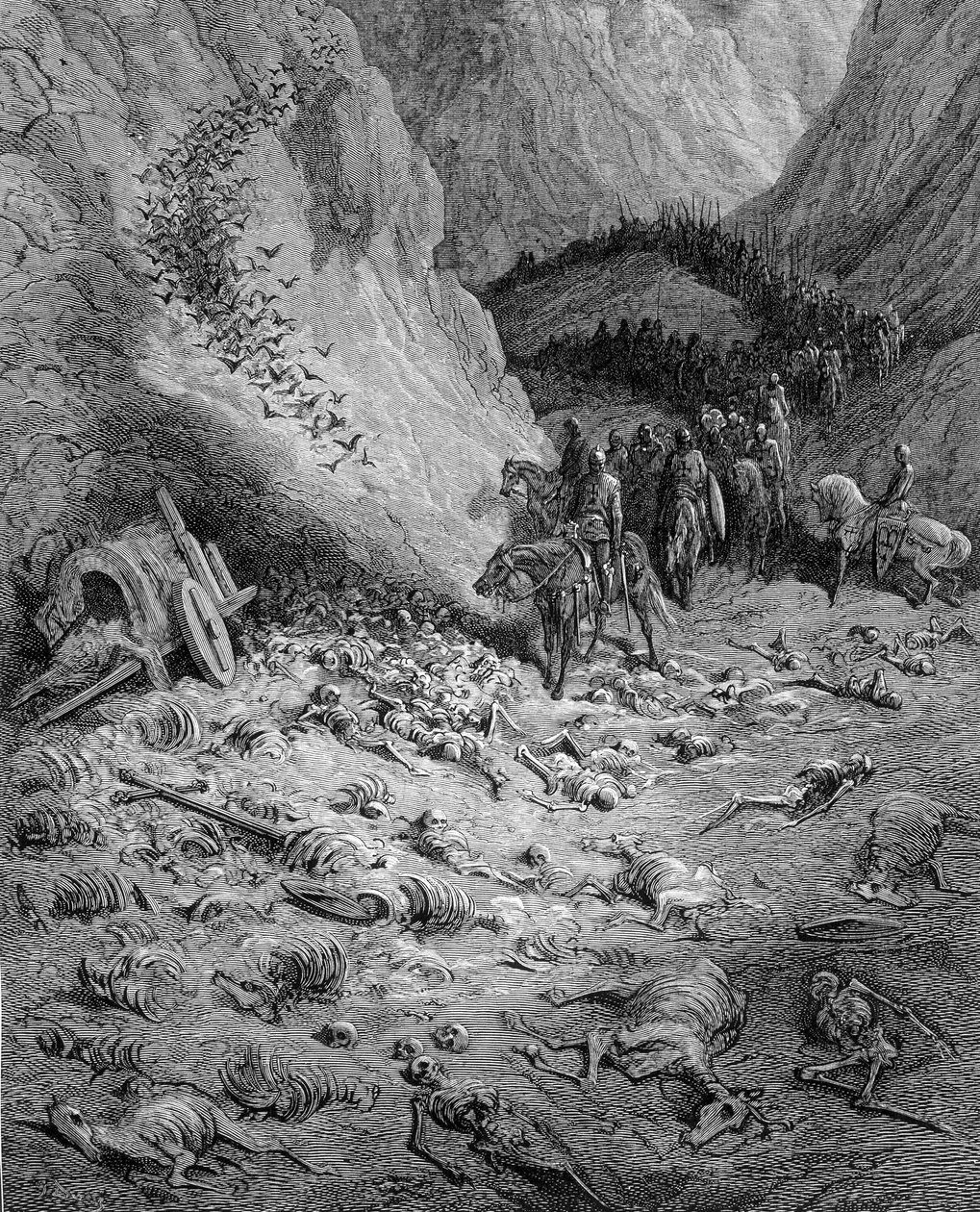 The Forward: Armee of Crusaders møder de døde fra den forrige bølge af Crusaders - gravering af Gustave Doré af Gustave Dore