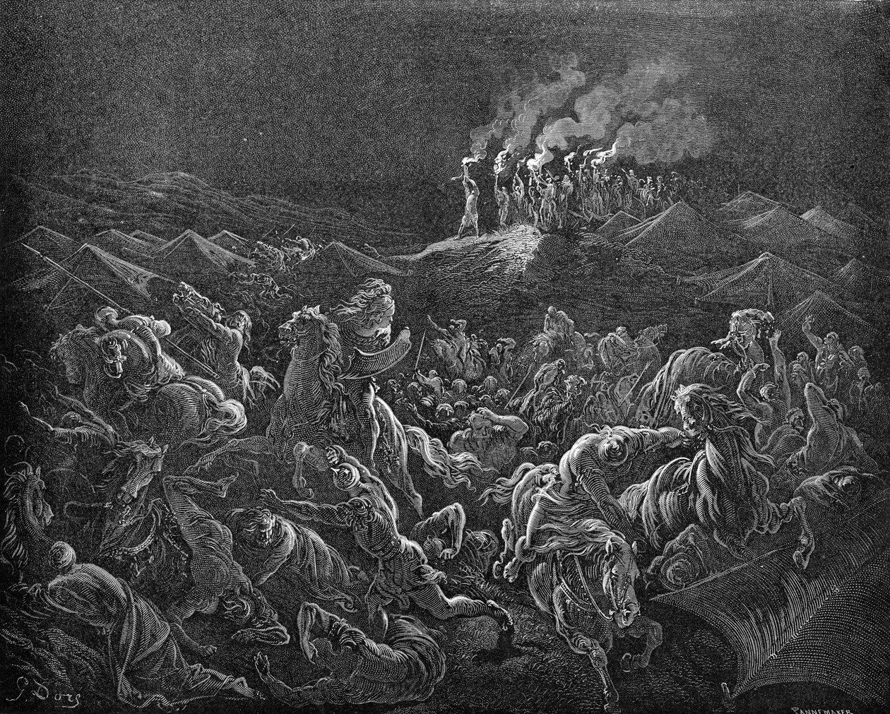 Midjanitterne bragte på flugt - Bibelen af Gustave Dore