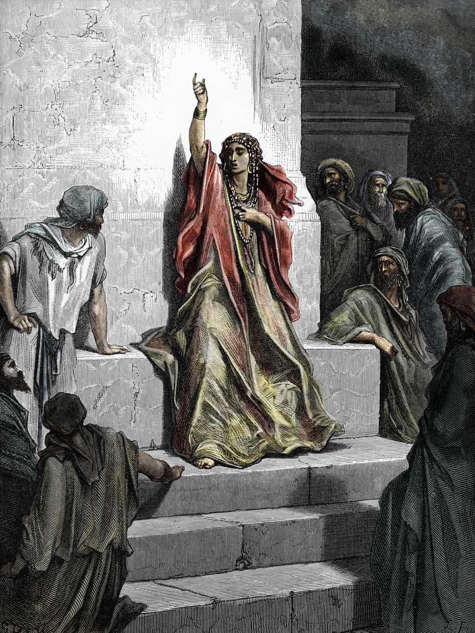 Profetinden Deborah (profetinen Debora) Indgravering fra "bibelen" illustreret af Gustave Dore (1832 - 1883) 1865 Privat samling af Gustave Dore