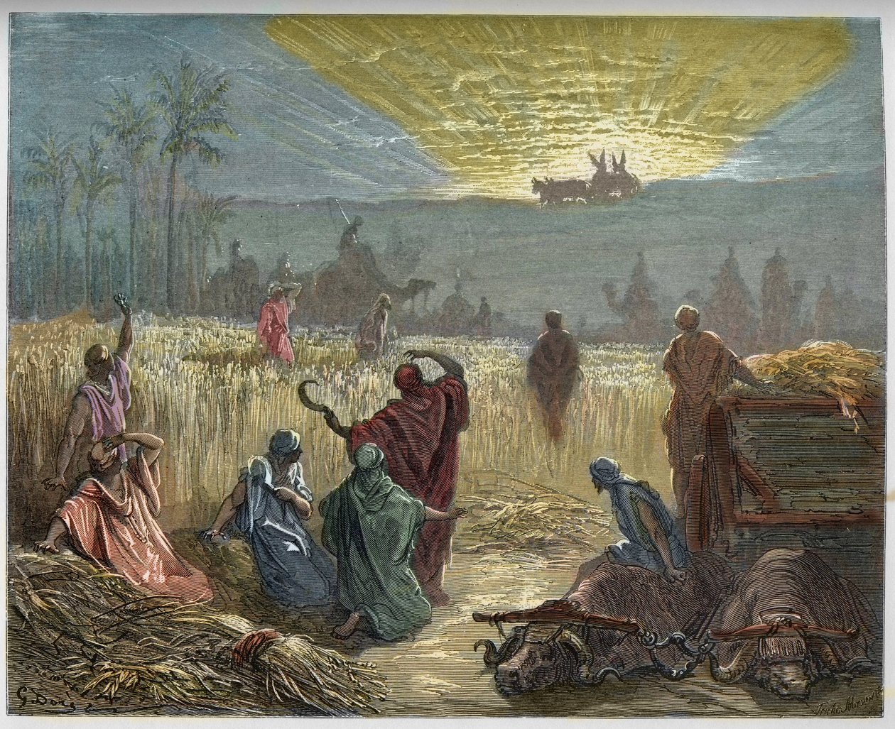 Pagtens arks tilbagevenden - Pagtens arks tilbagevenden til Beth Shemesh - Det Gamle Testamente - - indgravering i "" Bibelen illustree"" af Gustave Dore (1832-1883) - Indgravering fra "" The Dore Bible ”” af Gustave Dore