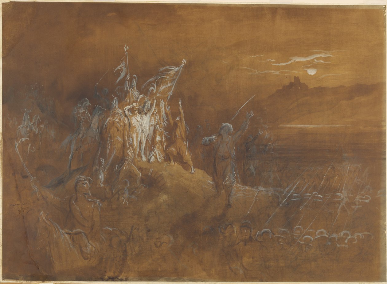 De franske soldaters nuancer fra fortiden formaner hæren til sejr på Rhinen af Gustave Dore