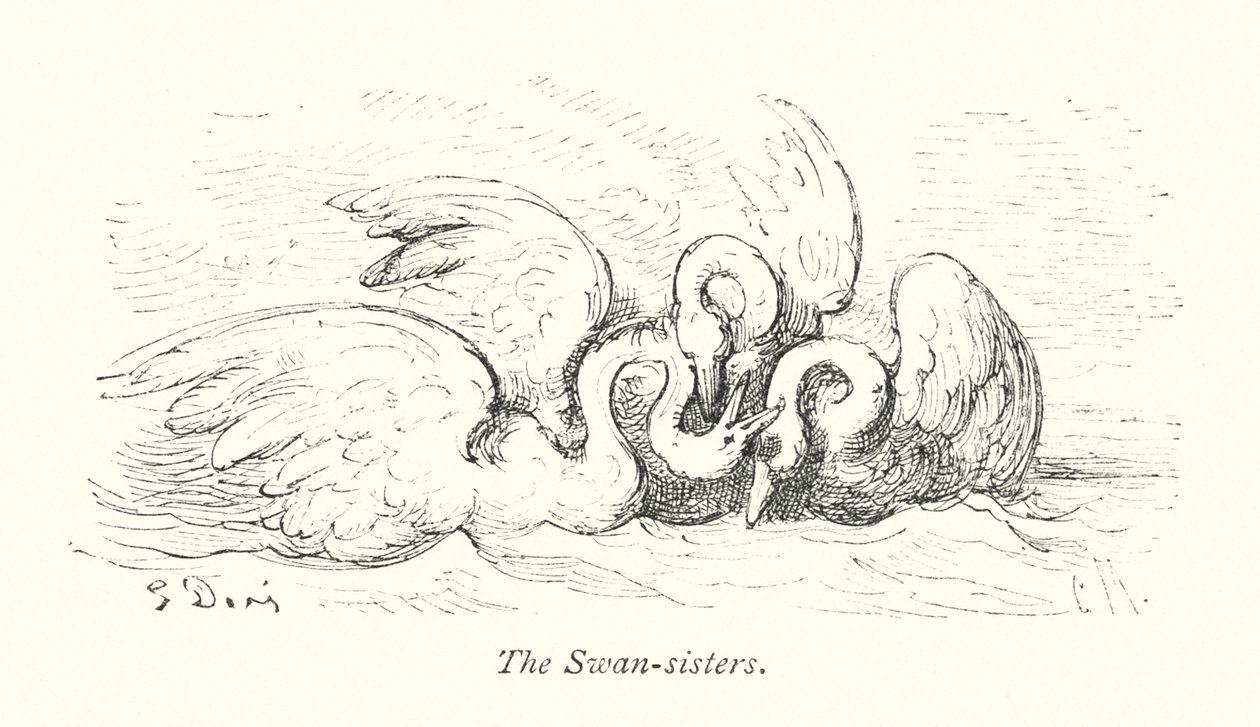 Svanesøstrene (kobberstik) af Gustave Dore