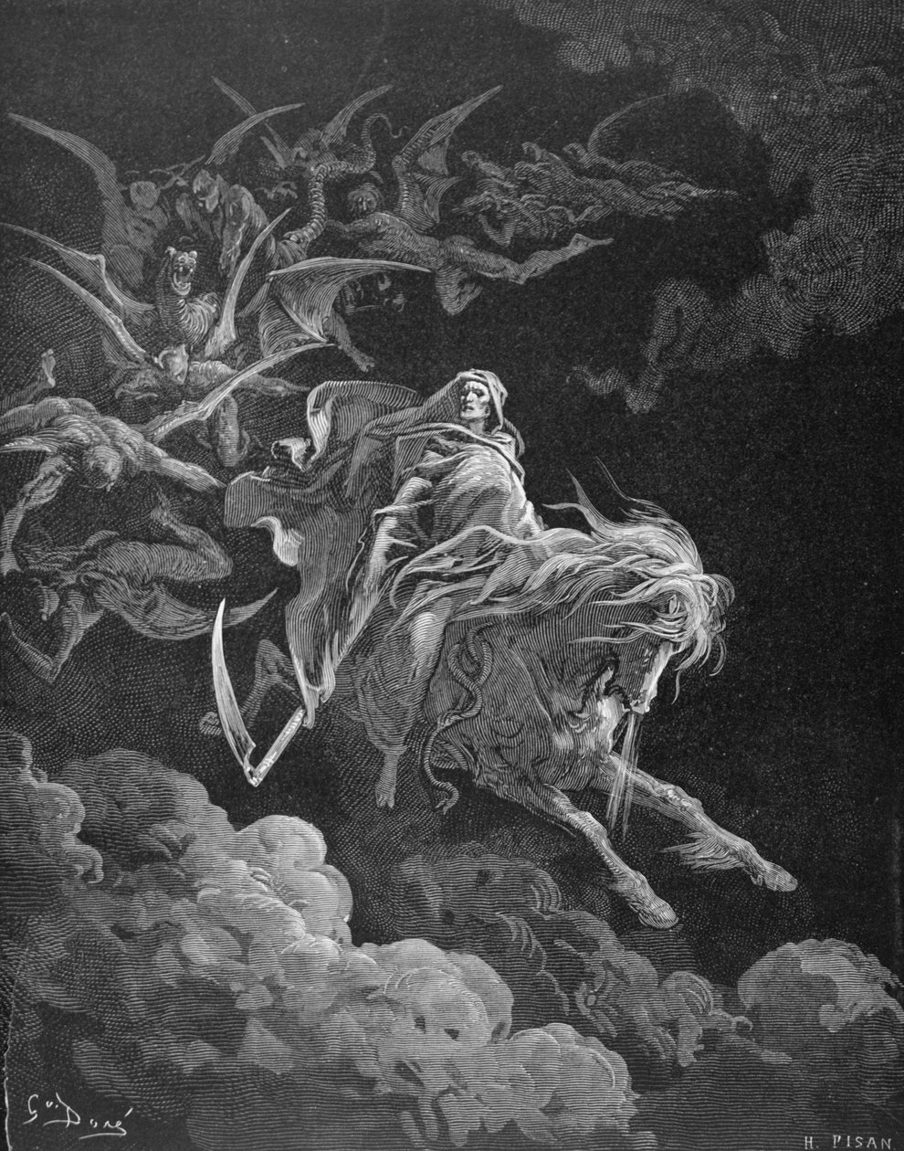 Dødsvisionen, graveret af Heliodore Joseph Pisan (1822-90) omkring 1868 af Gustave Dore