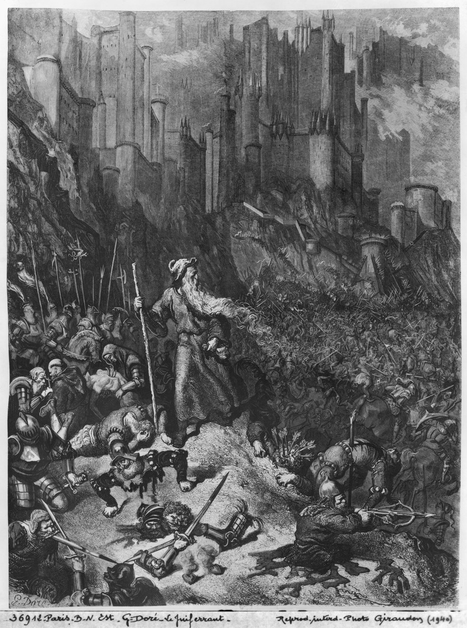 Den omvandrende jøde, graveret af Felix Jean Gauchard (1825-72) af Gustave Dore
