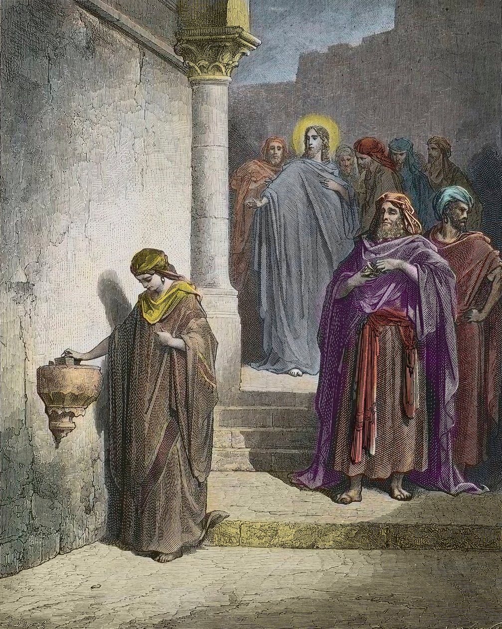 Enkens mide (Enkens offer) - gravering af Gustave Dore - senere farvelægning af Gustave Dore