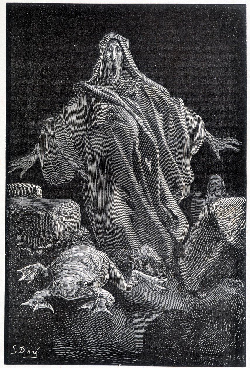 Alarmen råbte - illustration af frygt af Gustave Doré, gravering af Gustave Dore