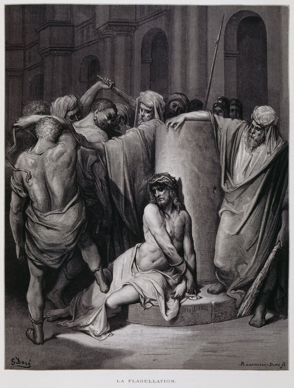 Flagellationen af Kristus; Illustration fra Dore-bibelen af Gustave Dore