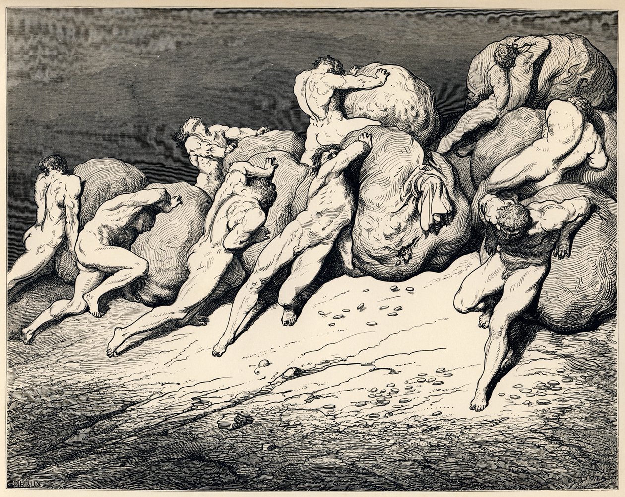 Hamstrene og spilderne. Illustration til den guddommelige komedie af Dante Alighieri, 1857 af Gustave Dore