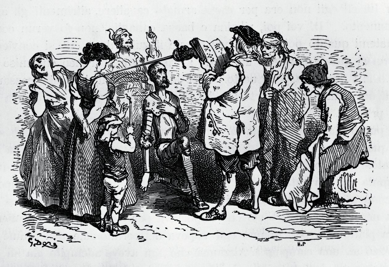 Induktionen af Don Quixote, illustreret af Gustave Dore