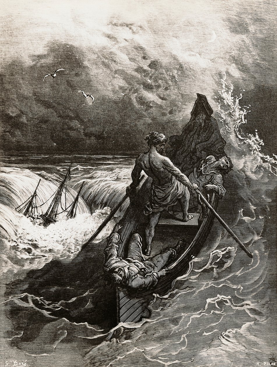Sømanden, fra Rime of the Ancient Mariner, digt af Samuel Taylor Coleridge (1772-1834), illustration af Gustave Dore