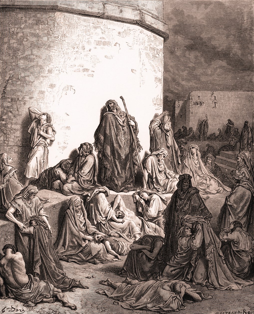 Folket sørger over Jerusalem, af Gustave Doré. - Bibel af Gustave Dore