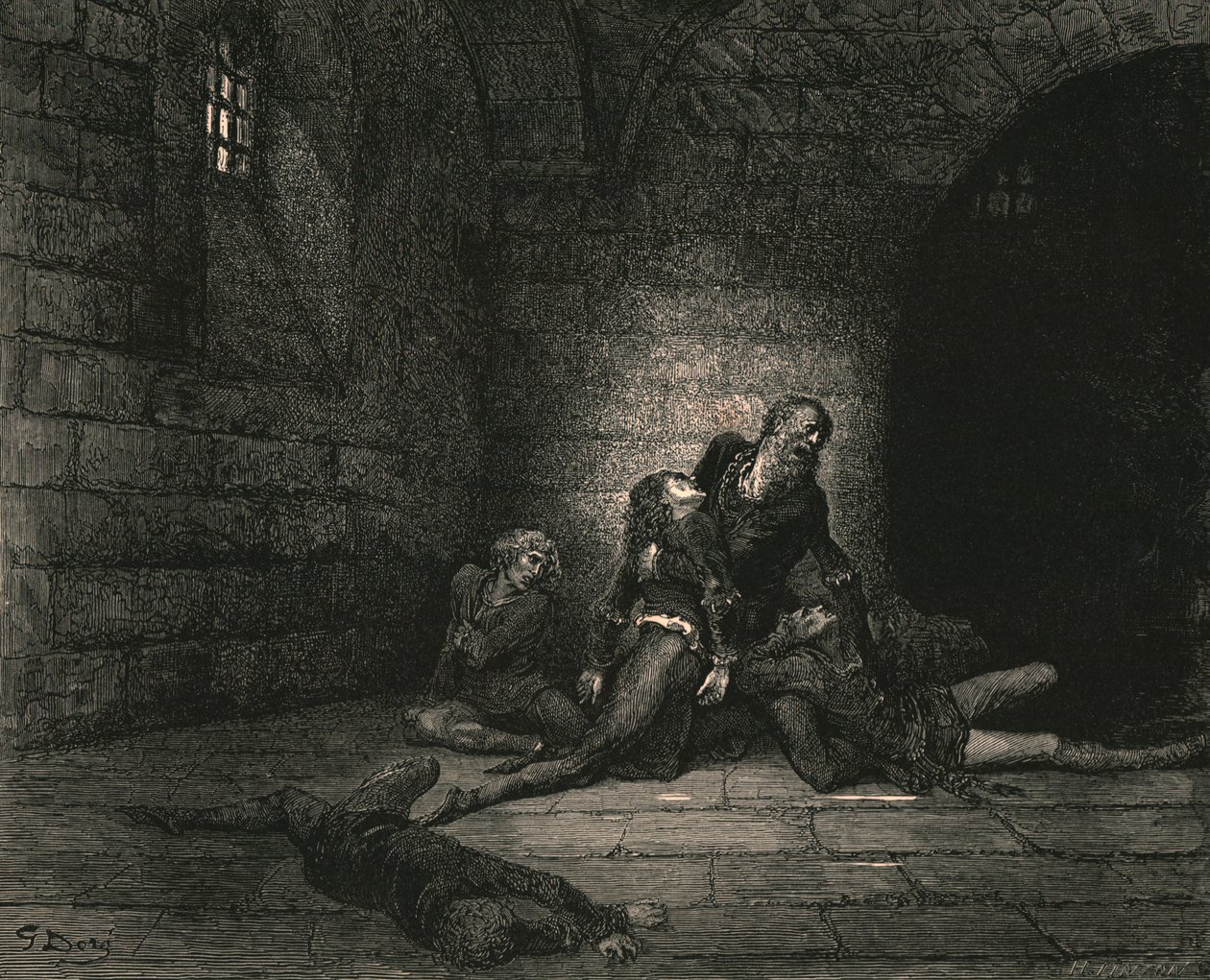 Da slyngede Geddo ham udstrakt ved mine fødder og græd: Har ingen hjælp til mig min far!, c1890. af Gustave Dore