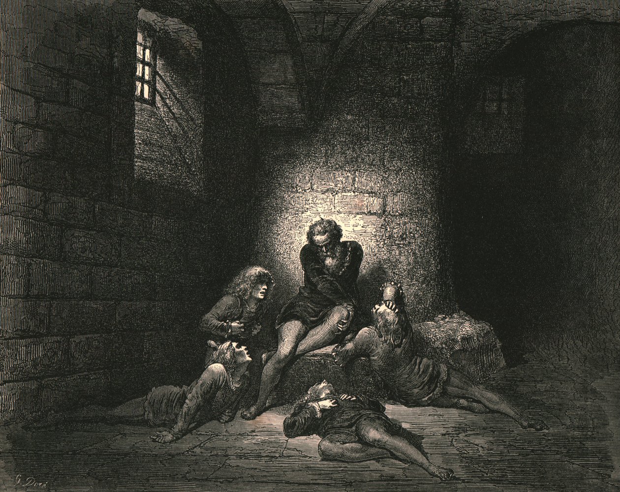 Så, for ikke at gøre dem mere triste, holdt jeg min ånd nede i stilhed, c1890. af Gustave Dore