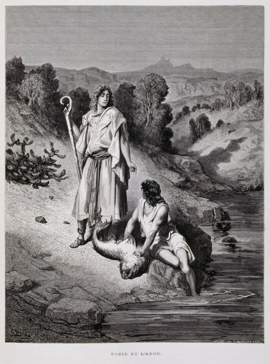 Tobias og englen, illustration fra Dore-bibelen af Gustave Dore
