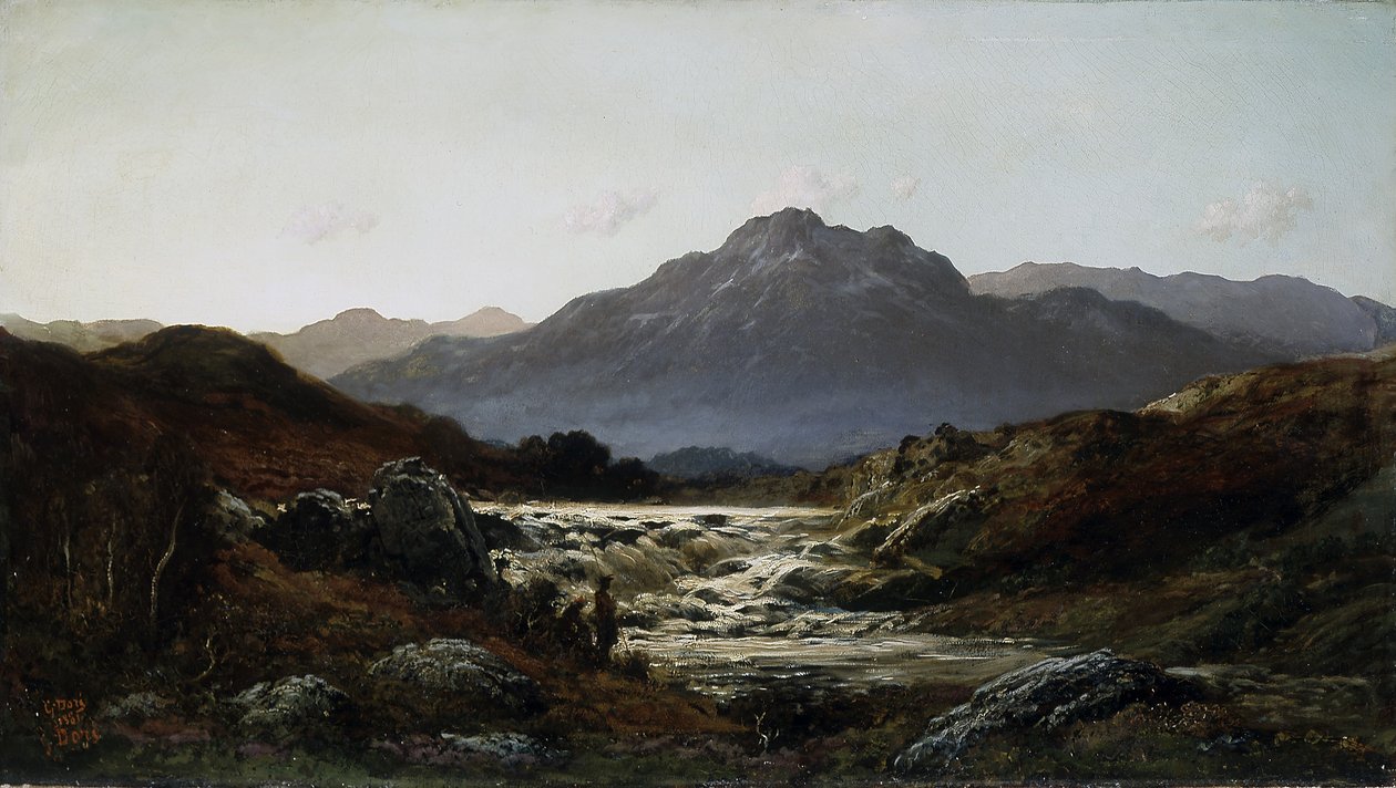 Torrent In The Highlands (olie på lærred) af Gustave Dore