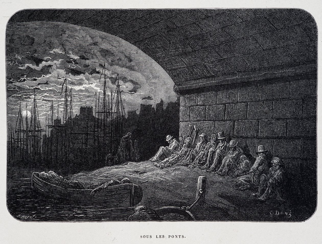 Tramp Under Bridges - i "London" af Gustave Doré af Gustave Dore