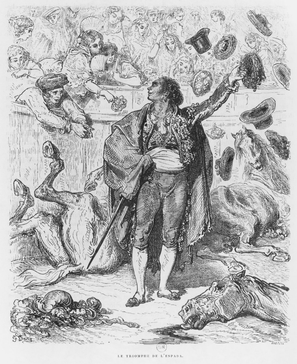 Triumf af en matador, graveret af Boetzel af Gustave Dore