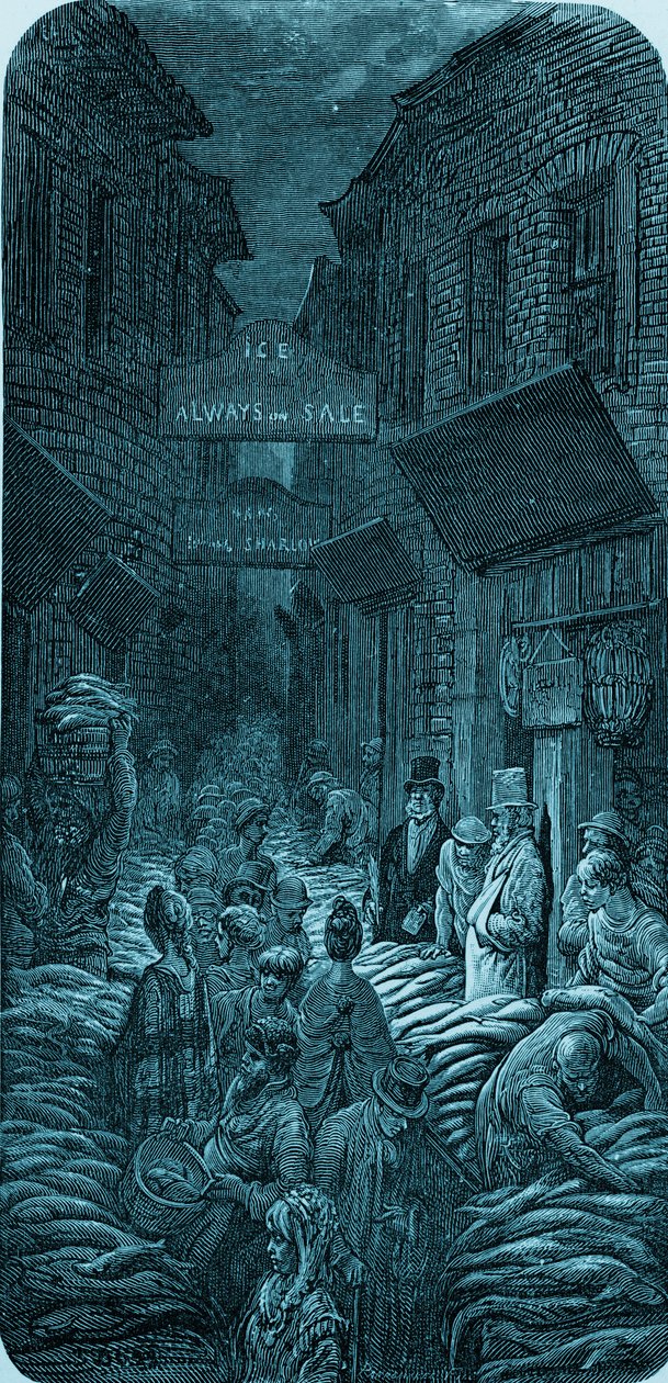 Victoriansk fiskemarkedsgravering af Gustave Doré af Gustave Dore