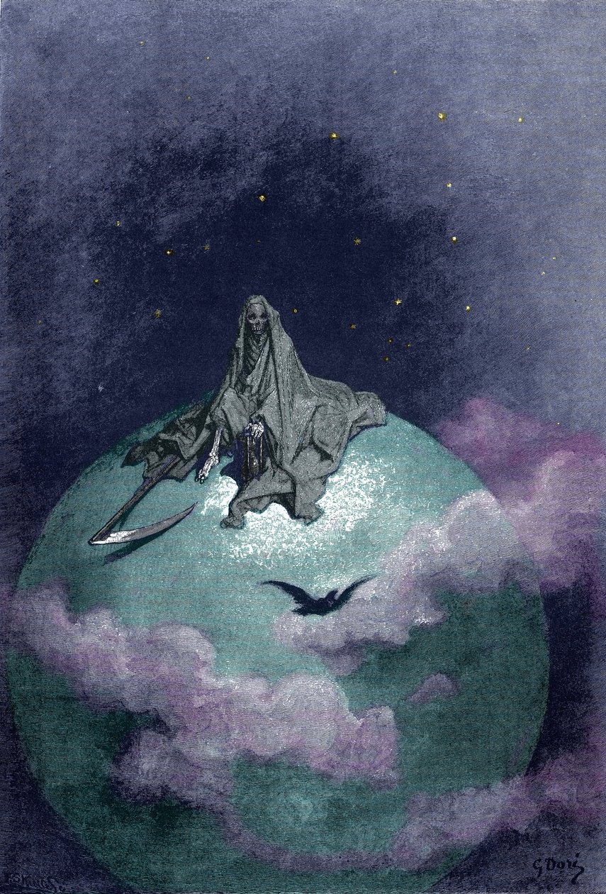 Vision of Death sidder på kloden med dens falske. Illustration af Gustave Dore af Gustave Dore