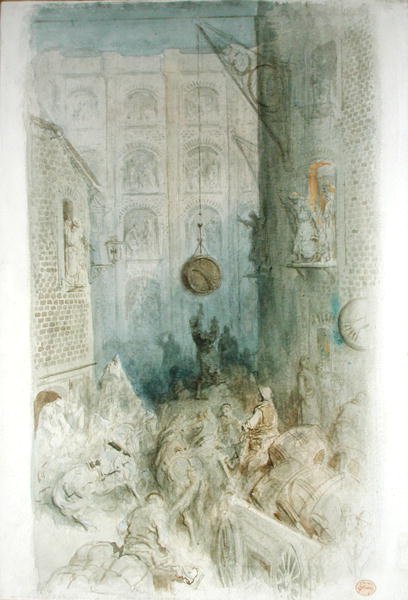 Warehouses, London (pen & blæk og akvarel på papir) af Gustave Dore