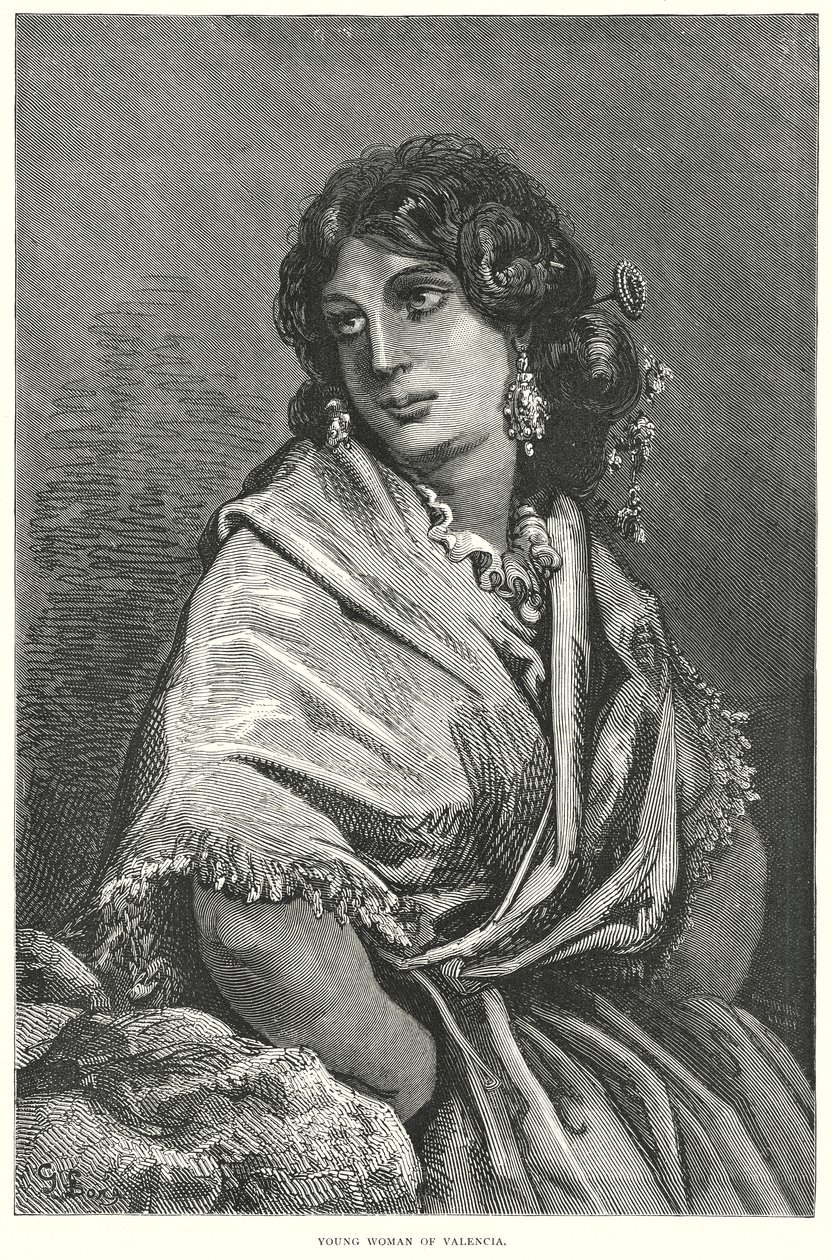 Ung kvinde fra Valencia (kobberstik) af Gustave Dore