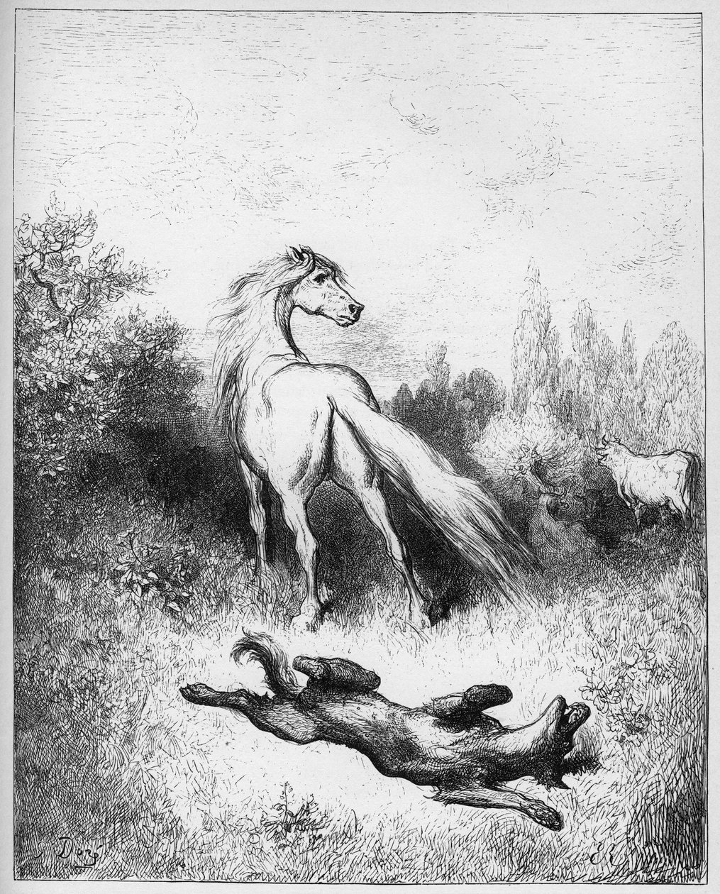 hesten og ulven - Hesten og ulven - fra "Fables" af Jean de La Fontaine af Gustave Dore