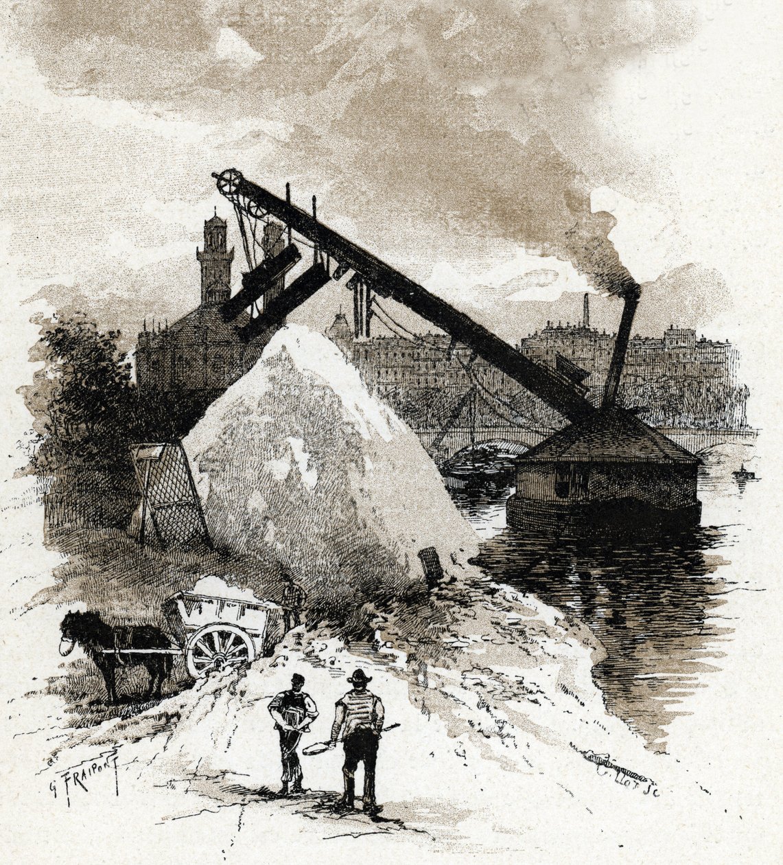 Sandgradere på Seine-flodens bred nær pont de l
