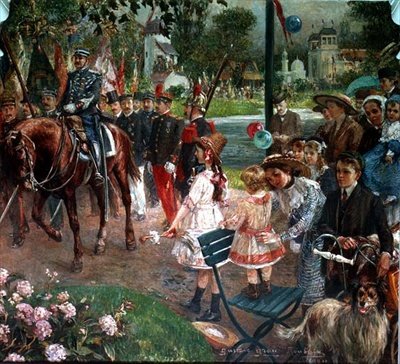 Marchen forbi udstillingen i Roubaix, 1907 (vægmaleri) af Gustave Grau