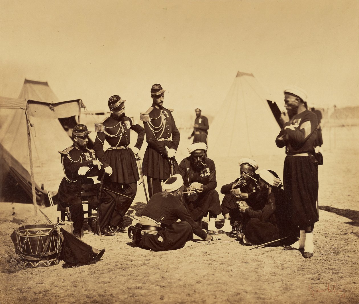 Camp de Châlons: Zouaves de la Garde i bivuak af Gustave Le Gray