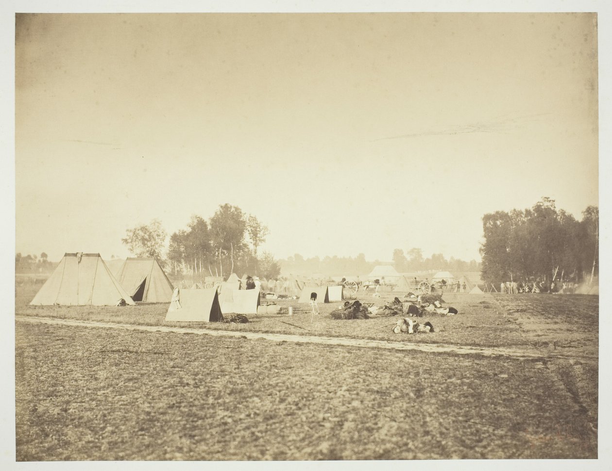 Telte og militærudstyr, Camp de Châlons af Gustave Le Gray