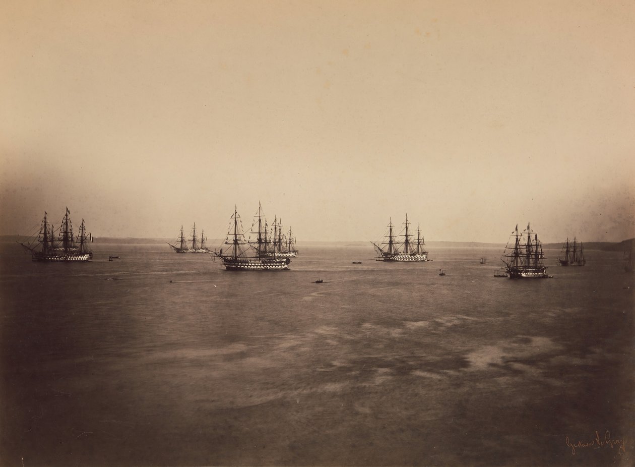 Den franske og engelske flåde, Cherbourg, august 1858. af Gustave Le Gray