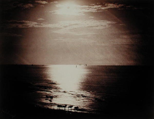 The Sun at its Zenith, Normandiet, ca. 1860 (albumin print fra et kollosion-på-glas negativ) af Gustave Le Gray