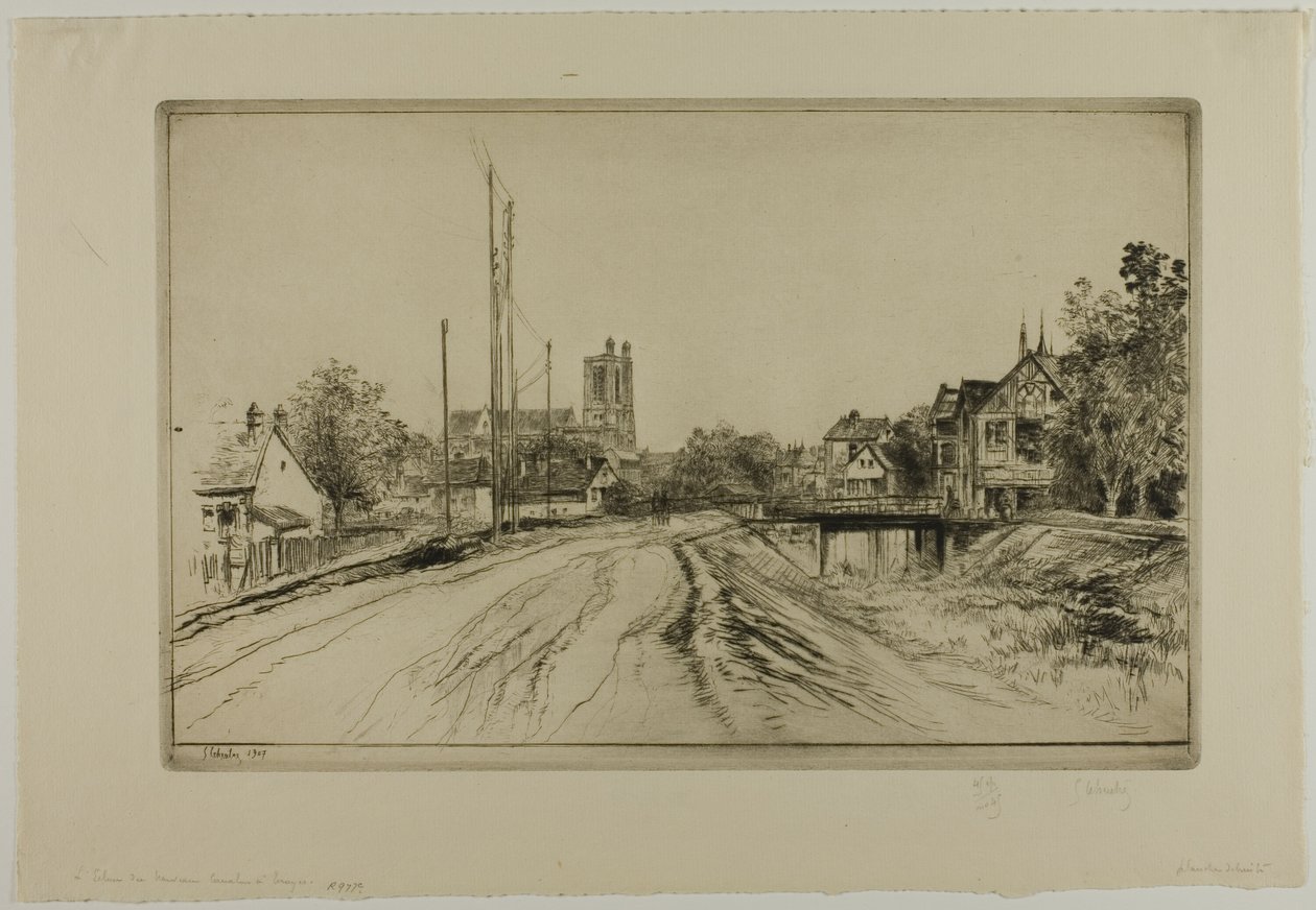 Slusen til den nye kanal, Troyes af Gustave Leheutre