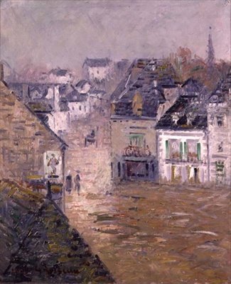 Fine Rain, Pont Aven, ca. 1922 (olie på lærred) af Gustave Loiseau
