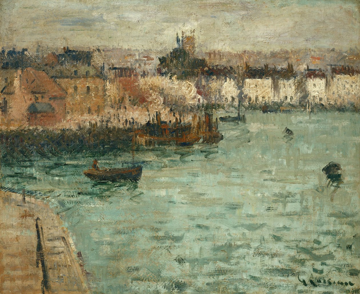 Foran Dieppe Havn; Før Dieppe Port, 1918-1920 af Gustave Loiseau