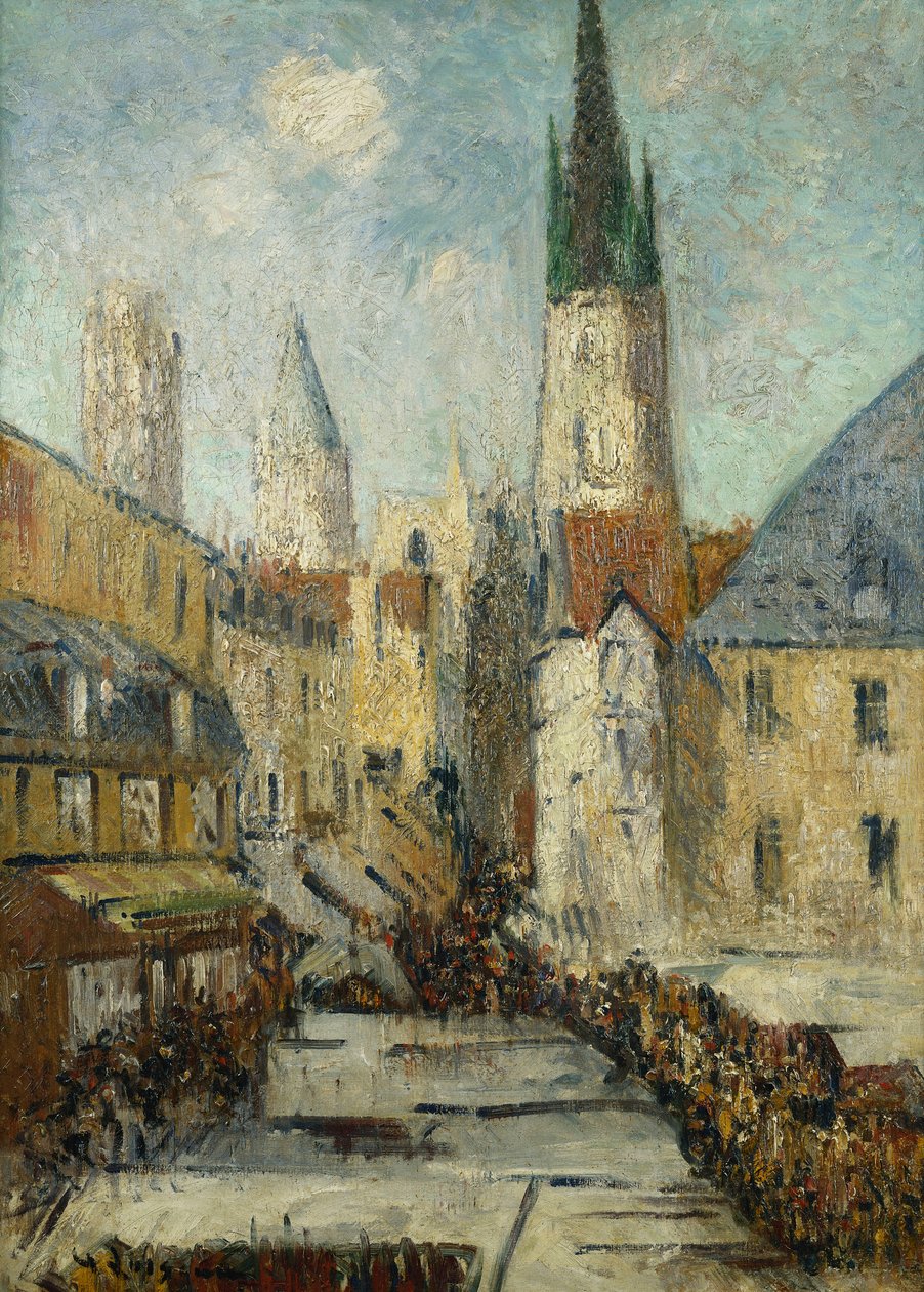 Rue de l"Epicerie og katedralen i Rouen, ca. 1929 af Gustave Loiseau