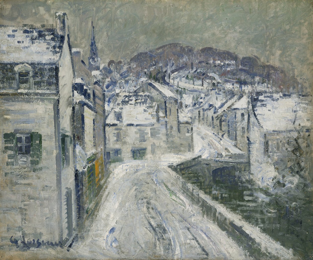 Sne i Pont-Aven; Neige a Pont-Aven, 1922 af Gustave Loiseau