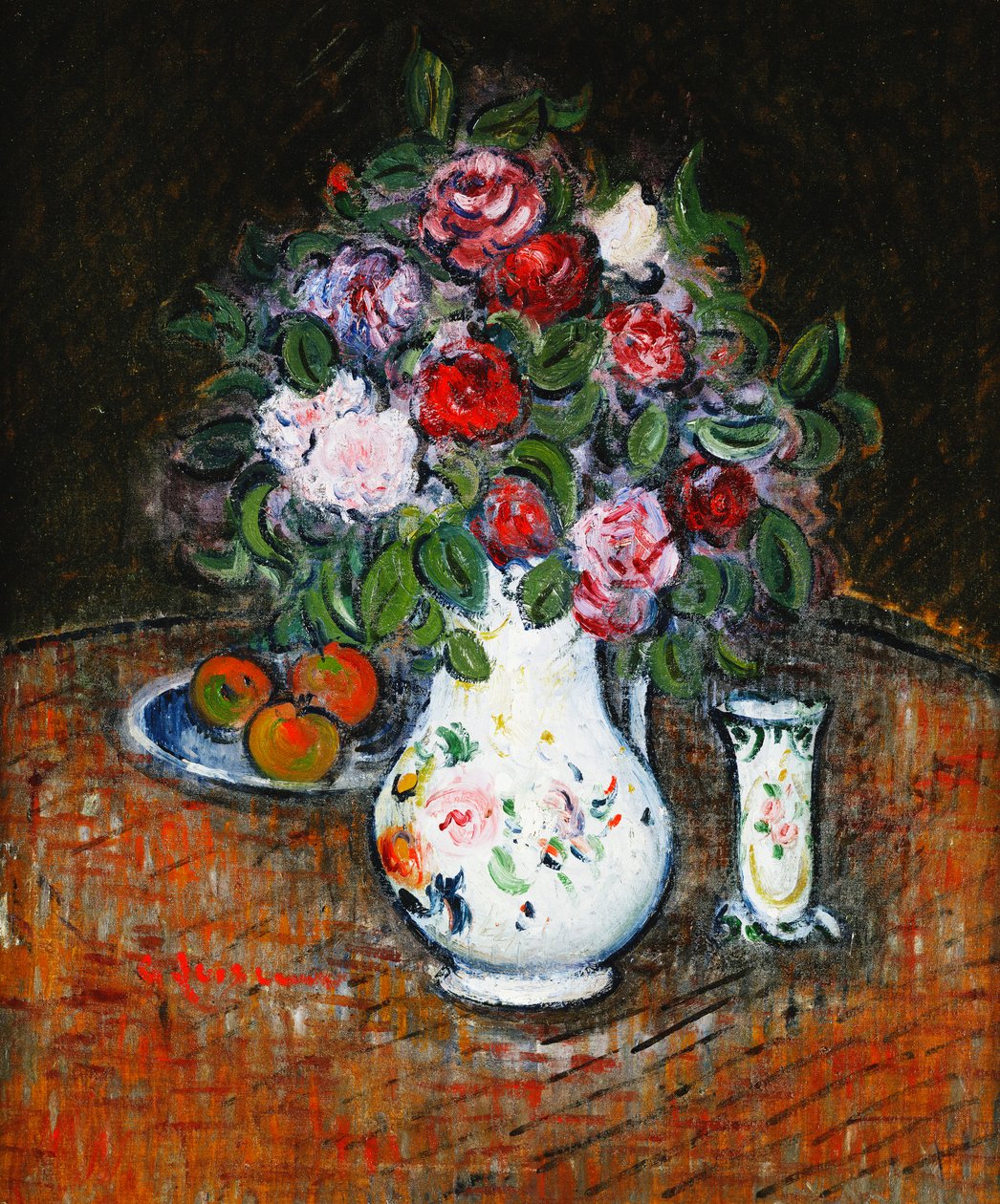 Vase med blomster og skål med frugt; Vase de Fleurs et Bol de Fruits, af Gustave Loiseau